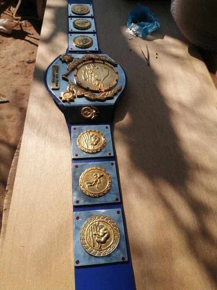 WWWF 82’ Tag Team Championship Old School Trophy Belt.